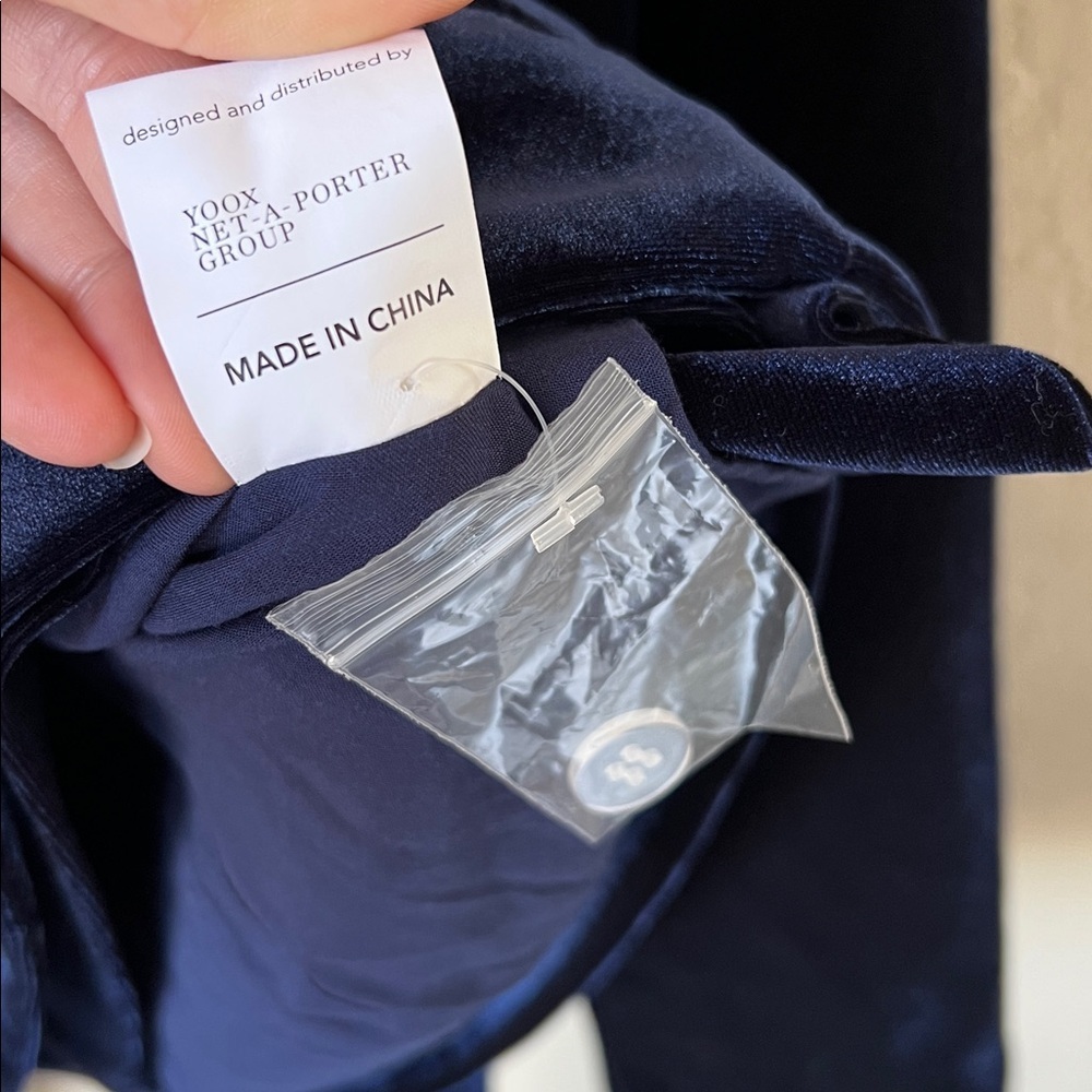 8 by yoox blue velvet belted Surplice  blouse - Picture 8 of 9